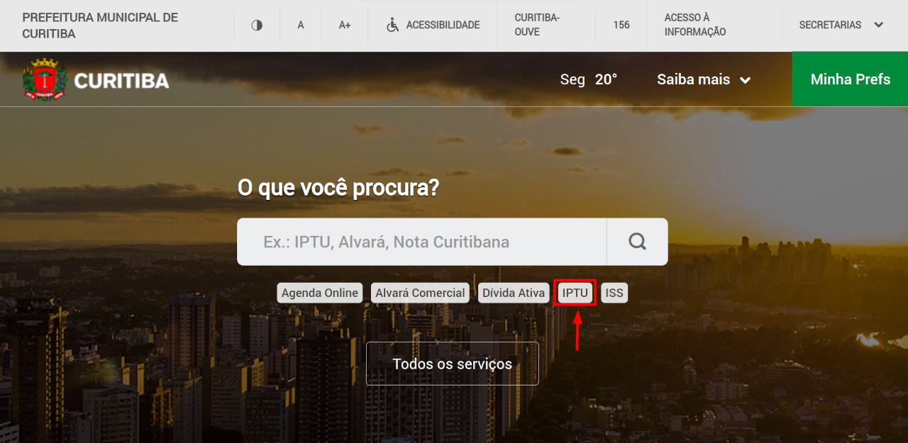 site da prefeitura de Curitiba