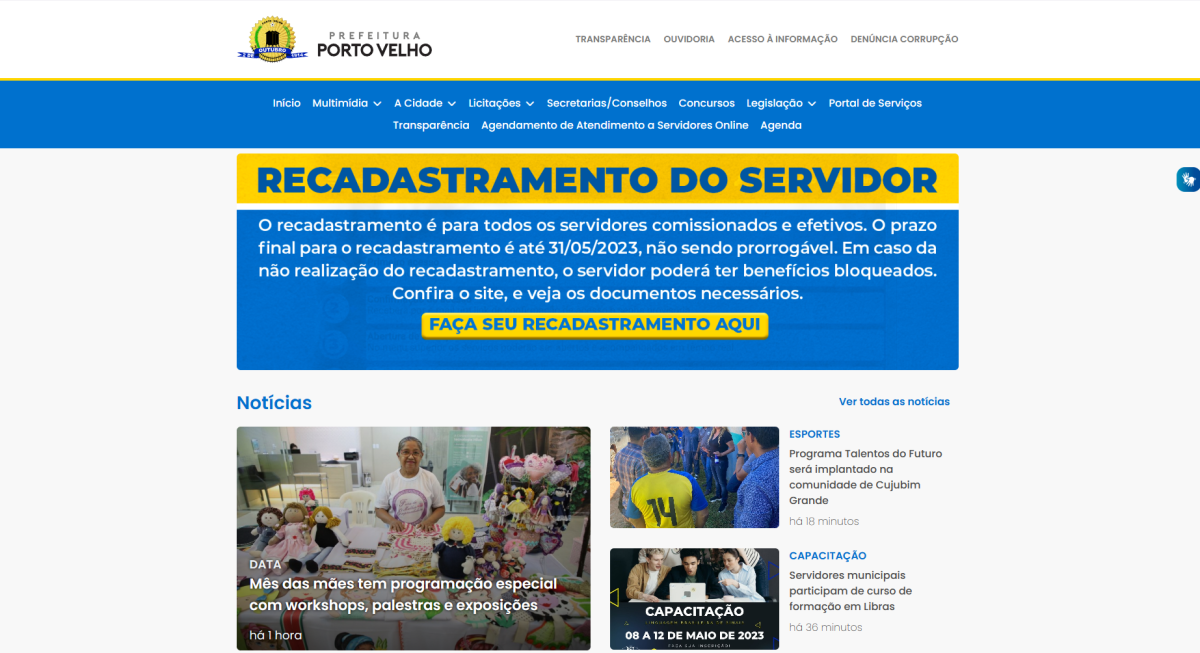 portal da Prefeitura de Porto Velho