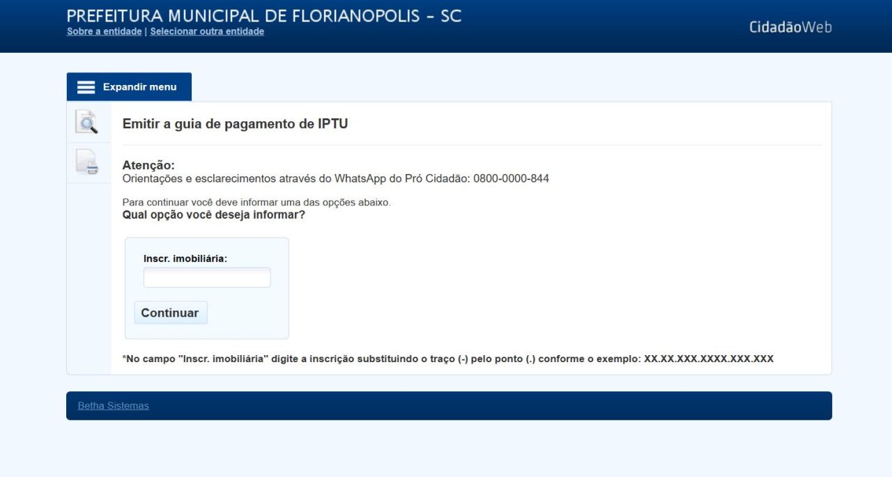 Consulta IPTU SC 2024 em Florianópolis